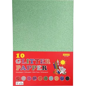 Glitterpapper, 180 g, 10 ark, 10 färger