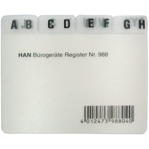 Leitregister HAN A-Z, A8 quer, transluzent-klar