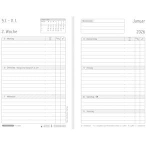 Buchkalender CHRONOPLAN Chronobook Softcover, Mini, schwarz, 2026
