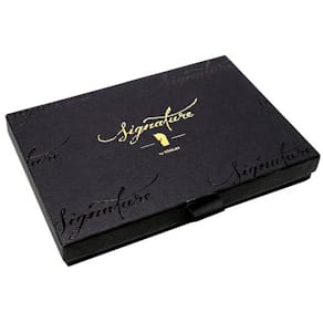 Briefkassette RÖSSLER Signature, schwarz/gold, 25 Blatt/5 Karten/