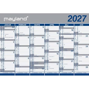 Vægkalender Mayland Kæmpe, 72×740 mm, 2027, flerfarvet, FSC
