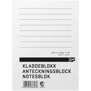 Anteckningsblock A6 100 blad TF linjerat