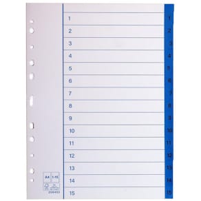 Pappersregister A4 1-15 10/fp