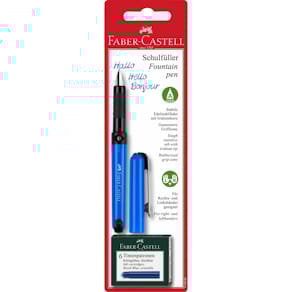 Schulfüller Faber-Castell, A-Feder, Standardpatrone, blau
