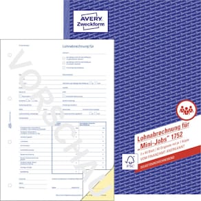 Lohnabrechnung Avery Zweckform 1752, A4, weiß/gelb, 40 Stück