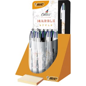 Balpen BIC 4 Colours Marble, medium, klassieke kleuren, display  
