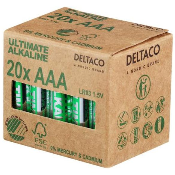 Batteri DELTACO Alkaline AAA/LR03 (20)