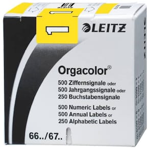 Ziffernsignale Leitz Orgacolor 1, selbstklebend, gelb, 500 Stück