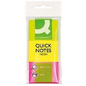 Haftnotizblock Q-CONNECT, 38 x 51 mm, neonpink/neongelb/neongrün,