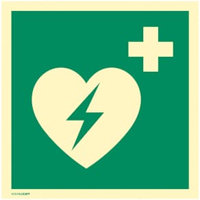 Piktogramm MOEDEL AED Defibrillator, langnachleuchtend, 20 x 20  