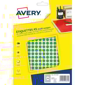 Markeringsetiketten Avery PET08V, rond, 8 mm, blister
