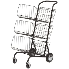 Postvagn med 3 avtagbara korgar svart
