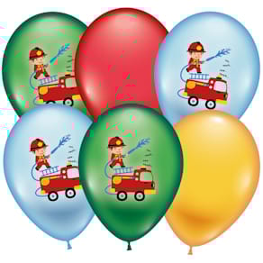 Luftballon KARALOON, 6 Stück, Feuerwehr, sortiert