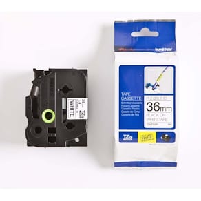 Labeltape Brother fleksibel ID 36 mm, sort/hvid, 8 m, 1 stk