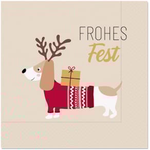 Zelltuchserviette FÜR DICH Weihnachten, Dackel