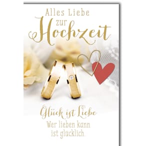 Vermählungskarte, geprägt, mit Umschlag, bunt