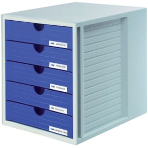 Schubladenbox HAN SYSTEMBOX, 5 Schubladen, grau/blau