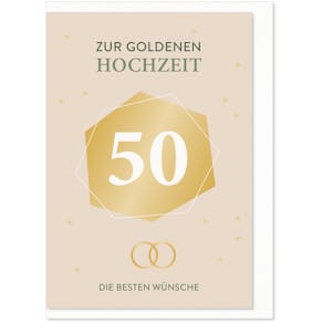 Glückwunschkarte KOMMA³ Goldhochzeit, bunt, mit Umschlag