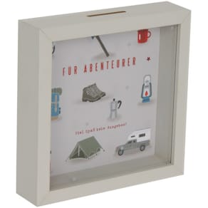 Spardose EigenArt mit Glasfront, grau, 16x16x10cm