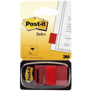 Indexfaner Post-it 25 x 43 mm, rød, 50 stk