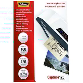 Lamineringslommer Fellowes Premium 125 µm, 75x105 mm, 100 stk