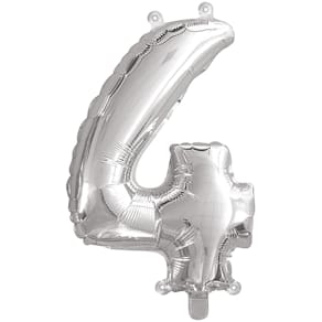 Folienballon TIB, Zahl 4, silber, 43 cm