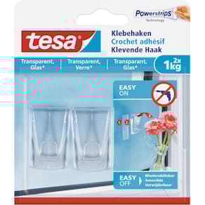 Haak Tesa Klevend Transparant en Glas, 1 kg, 2 stuks