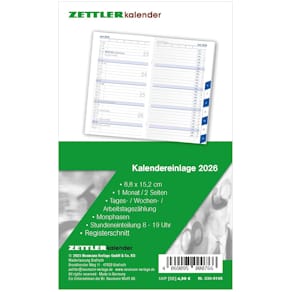 Ersatzeinlage Zettler Mini, geheftet, mit Monatsregister
