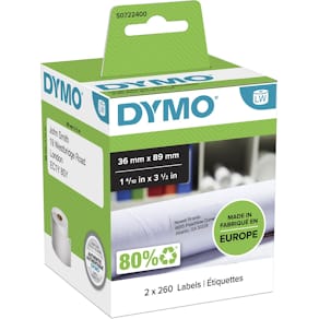 Etiketten Dymo LabelWriter, 89 x 36 mm, wit, 2 x 260 stuks