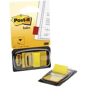 Indexfaner Post-it 25x43 mm gul, flytbare, 50 stk