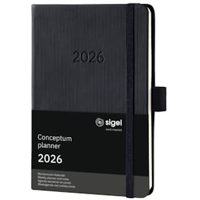 Buchkalender Sigel Conceptum Notizen 2026, A6, schwarz