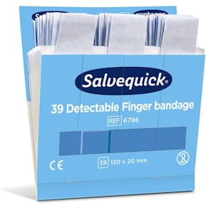 Plåster SALVEQUICK refill lång blå 39/fp