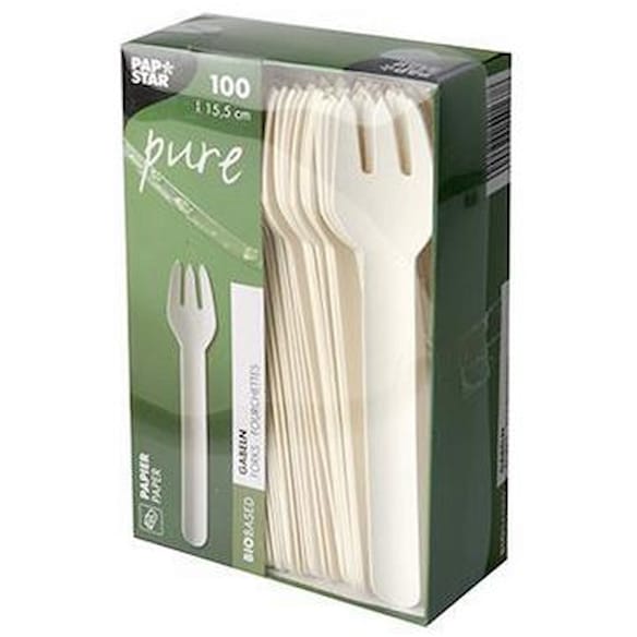 Gaffel PURE papp 15,5cm hvit (100) 10frp