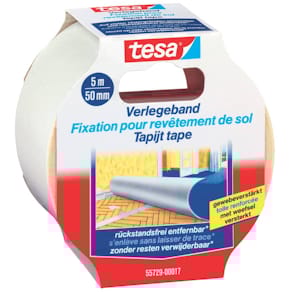 Verlegeband tesa, 50 mm x 5 m, rückstandsfrei entfernbar, weiß