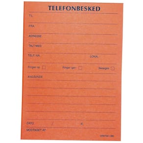 Telefonbesked, Notesblok, Special pad A6, orange, 105x148mm,