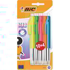 Balpen Bic M10 Original Ultracolours, blister van 10 + 4 gratis