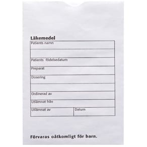 Läkemedelspåse med tryck 100/fp