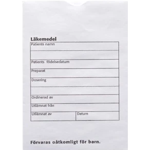 Läkemedelspåse med tryck 100/fp