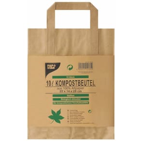 Kompostbeutel PAPSTAR aus Papier mit Henkel, 10 l