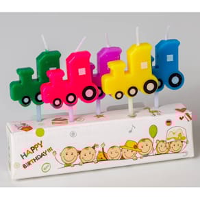 Geburtstagskerzen Lokomotive, 5 Stück, sortiert