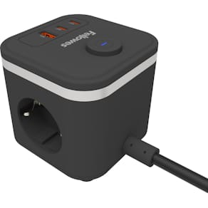 Steckdosenwürfel Fellowes Power Cube, 3-fach, 3x USB, schwarz