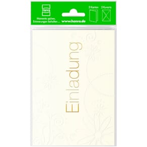 Einladungskarte Noname, 5 Stück, 10,5x14,8 cm, mit Kuverts