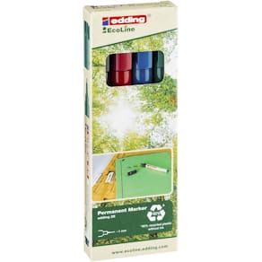 Permanent marker edding EcoLine 25, 1,0 mm, ass. farver, 4-pak