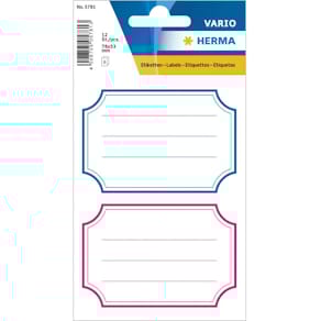 Buchschild HERMA, 78 x 53 mm, rot, blauer Rand