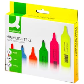 Textmarker Q-CONNECT, 1,0–5,2 mm, Etui, 6 Farben sortiert