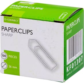 Papierklemmen Q-CONNECT, 26 mm, doos van 100 stuks
