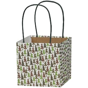 Geschenktragetasche Noname, Bäume, grün/braun, 120x120x120 mm