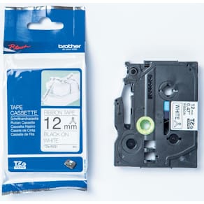 Textiellint Brother TZe voor P-Touch, 12 mm, zwart op wit