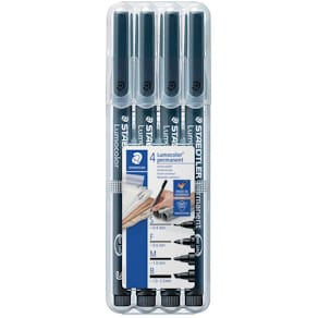 Folienstift STAEDTLER Lumocolor, 4er-Set, schwarz (S-F-M-B)