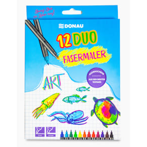 Fasermaler DONAU Zweispitz, 12 Farben, Etui
